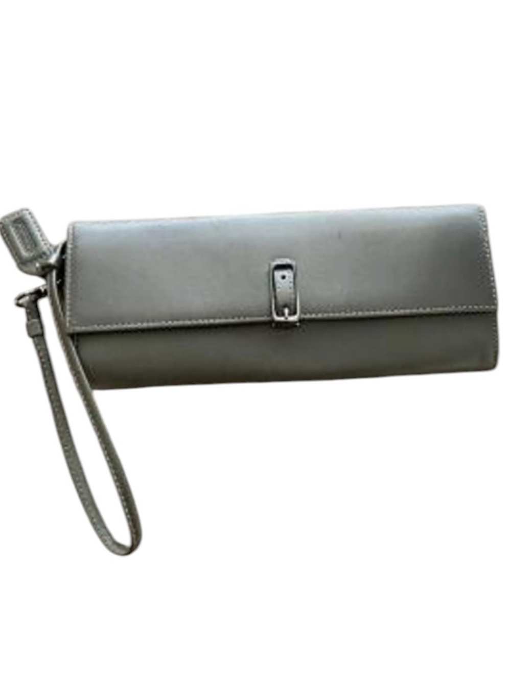 Vintage Coach Hamptons SoHo Gray Slim Envelope Buckle Wristlet Wallet Silver
